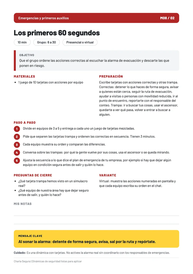 Ejemplo de ficha de dinámica de seguridad